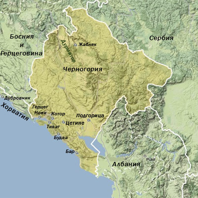 Zabljak on the map of Montenegro